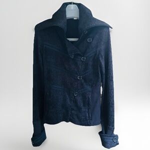 Lululemon Admiral Military Jersey Jacket Charcoal Black Zip Buttons Size 8
